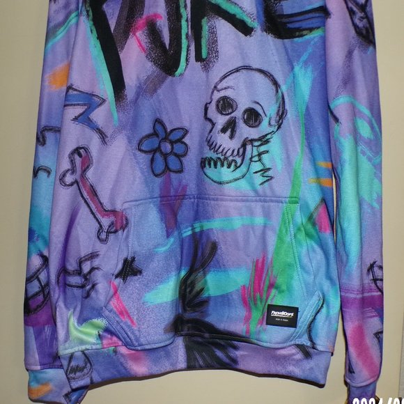 " FRESHOODS " PURE PATTERN MULTI-COLORED LONG SLEEVE HOODED SWEATSHIRT - Picture 3 of 12